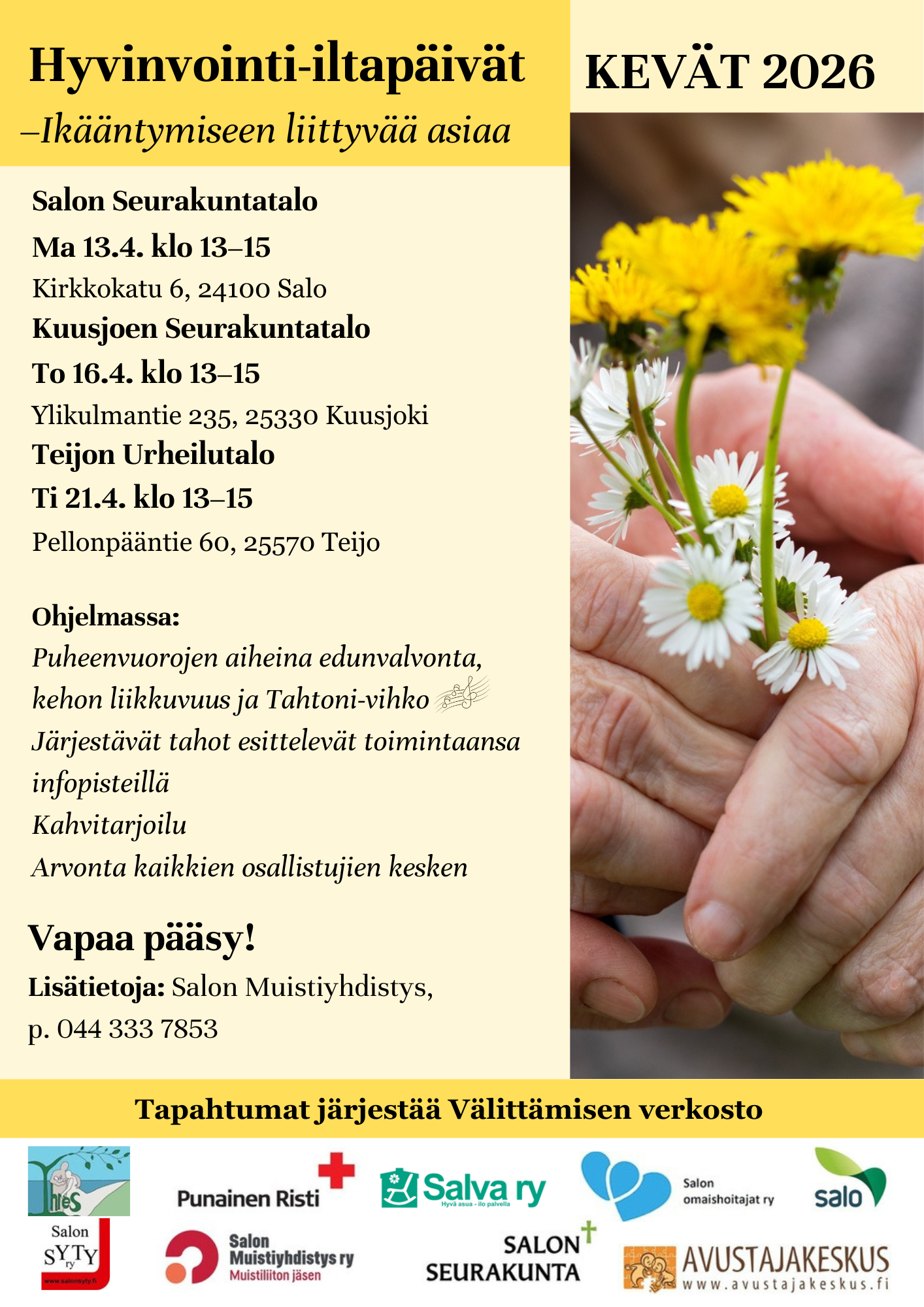 Keltasävyinen tapahtumamainos.